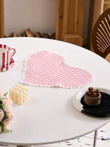 1/2/4/6 piezas Servilletas con encaje y estampado de corazones a cuadros en rosa, decoración de mesa de comedor dulce y linda para tazas/platos, adecuado para fiestas, cumpleaños, bodas, oficinas, hogar, dormitorios, todas las estaciones, Día de San Valentín - Rosa - Ver 8