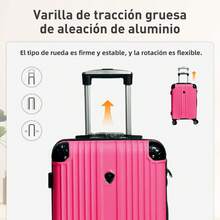 2pz Kit Maletas Viaje Avión 18+20 Pulgadas Carry on 10kilos Con Candado De Ruedas 360 - Rosa - Ver 4