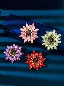 1pc Elegant Sunflower & Daisy Flower Zinc Alloy Rhinestone Brooch, Suitable For Women's Daily, Party, And Event Wear - Flowers - View 2