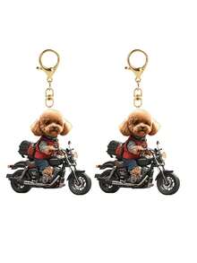 Llavero de acrílico con diseño de caniche en motocicleta lindo, accesorio multifuncional para llaves de auto, diseño de patrón 2D impermeable, adorno exquisito para amantes de las mascotas, accesorio de motocicleta, diseño plano 2D, adecuado para colgar en mochilas y llaves, regalo perfecto para familiares y amigos - Multicolor - Ver 15