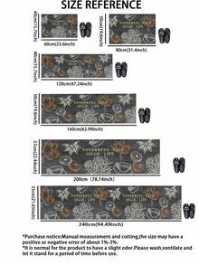 1pc Silicone Kitchen Mat With Combination Pattern Of Life & Food Themes: Dark Gray Background With Hand-Drawn Teaware (Teapot, Cup), Doughnut, Spice (Star Anise), Floral Elements, And English Phrases "WONDERFUL LIFE" And "HELLO, LIFE"