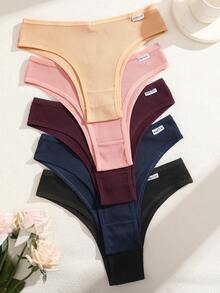 Paquete de 5 bragas cómodas, transpirables y de tiro bajo en colores multicolor con costillas para mujeres - Multicolor - Ver 6