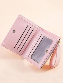European & American Lychee Texture Minimalist Women Wallet, High-Quality Elegant Bifold Card Slots Zipper Coin Purse