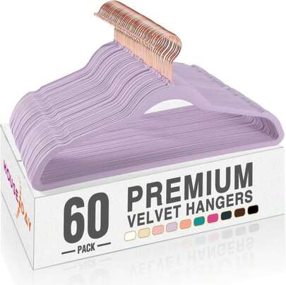 HOUSE DAY Pink Velvet Hangers 20 Pack, Premium Non-Slip Felt Clothes, Sturdy Heavy Duty Coat, Durable Hangers For Suits, Space Saving With No Hanger Mark, 360° Swivel Rotating Rose Gold Hook