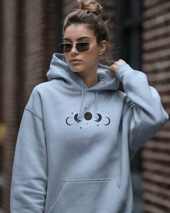 MOLETOM FEMININO ESTAMPADO "FASES DA LUA" VARIAS CORES CONFORTÁVEL CANGURU FLANELADO TECIDO PREMIUM MF-019