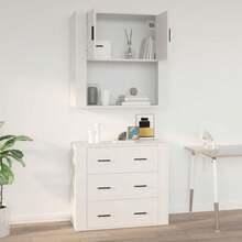 vidaXL Armário mural branco 80x33x80 cm Bois d'ingénierie - Branco - Ver 9