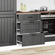 vidaXL Meuble bas de cuisine << Lucca » en bois d'ingénierie noir - Noir - Voir 3