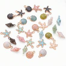 4Amazonia 30pcs/Set Cute Metal Sea Shell Charm Bohemia Enamel Kawaii Pendant For DIY Necklace Earrings Handmade Jewelry Craft Material Making - Multicolor - View 1