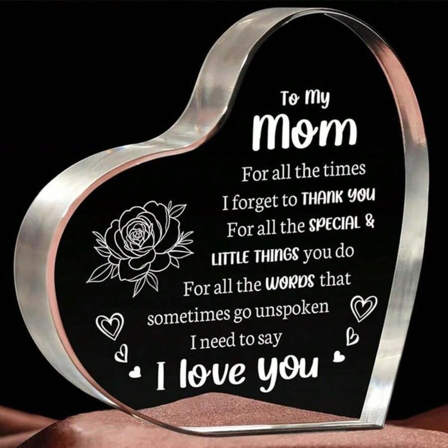 Acrylic Desktop Decoration Sign, Acrylic Heart-Shaped Decor Ornaments, Gift For Dad And Mom,Unique Mom Birthday Gift ,Home Decor For Living Room Bedroom Office, Signage, Decoration Items, Room Accessories,Funny Sign,Home Office Decor,Desktop Art Decor - Gửi mẹ tôi - Xem 1
