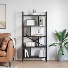 vidaXL Étagère Chêne negro 75 x 30 x 156 cm Madera de ingeniería - Negro - Ver 4