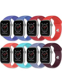 8条防水表带，兼容 38mm、40mm、41mm、42mm、44mm、45mm、46mm、49mm，男女通用；柔软硅胶运动表带，兼容 Series 10、SE、9、8、7、6、5、4、3、Ultra；时尚健身必备礼品套装 - 彩色 - 查看 11