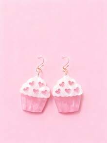 1 Pair Cute Sweet Fashion Hot Selling Heart-Shaped Ice Cream Earrings, Suitable For Festivals, Parties, And Gifting To Friends - Multicolor - View 1