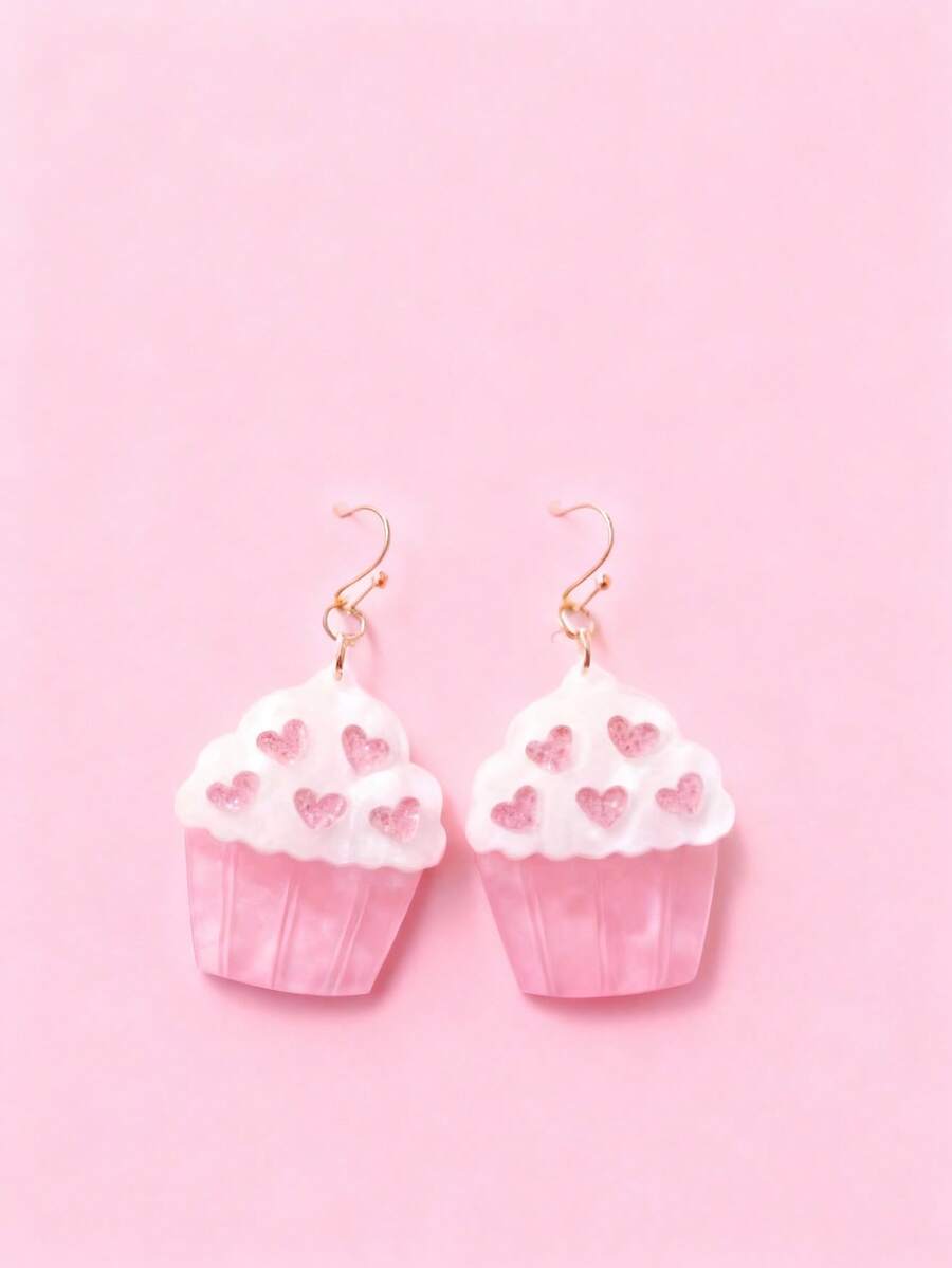 1 Pair Cute Sweet Fashion Hot Selling Heart-Shaped Ice Cream Earrings, Suitable For Festivals, Parties, And Gifting To Friends - Multicolor - View 1