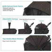 Lightweight Foldable Pet Stroller With Detachable Carrier, Breathable Window, One-Click Folding, Safety Buckle & Side Storage Pouch - Black - View 7
