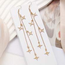 Hegaze 1 Pair Bohemian Style Long Star Tassel Pendant Earrings - Unique Minimalist Women Earrings - Yellow Gold - View 3