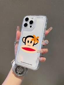 Paul Frank Licensed Transparent Airbag Phone Case, Full Coverage Shockproof Camera Protection, Monkey & Flower Pattern, New Design Compatible With Iphone 13/14/15/16 Pro Max - Multicolor - View 1