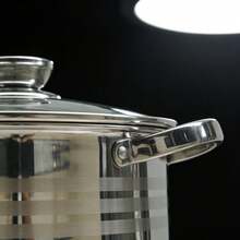 ガラス蓋付き調理器具セット、高品質ステンレス鋼製、フライパン、ノンスティックフライパン、中華鍋、スキレット、調理鍋、両手鍋。耐食性、必需のキッチン用品。IH、ガス、電気コンロに対応。 - シルバー1 - チェックする 9