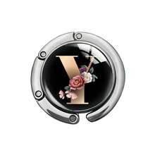 可折叠包包挂钩、钱包挂钩、手提包挂钩、桌面挂架、个性化字母A-Z、钱包夹、女士手提包挂钩、桌面挂架，更好地保护和展示您的包包 - 黑色字母 - 查看 19