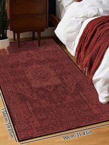 1pc Vintage Distressed Persian Style Rug, Red Bohemian Moroccan Comfortable Polyester, Pink Rug Rectangular Easy Care Machine Washable Area Carpet, Suitable For Living Room, Hallway, Bedside, Sitting Room, Bedroom, Home Decor - Multicolor - View 31