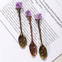 1 Piece Natural Amethyst Cluster Teaspoon Tooth Flower Gemstone Candy Spoon Decoration Gift - 1 PCS Random - View 8