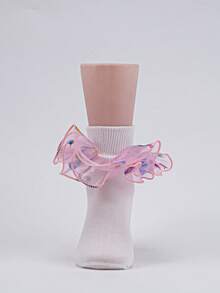 2 pares de meias de balé com babados estilo princesa para bebês/crianças pequenas - Multicolorido - Ver 4