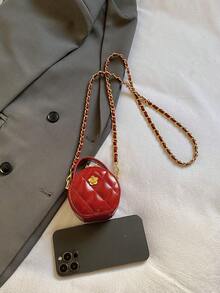 Ví đựng tiền xu mini chần bông, ví đeo chéo dễ thương đựng tiền xu và chìa khóa, phụ kiện thời trang đa năng. - Bánh kem tròn thêu - Xem 15