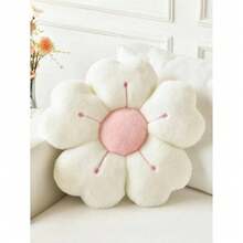 Daisy Pattern Throw Pillow, Soft Faux Fur Cushion, Suitable For Sofa, Bedroom And Living Room