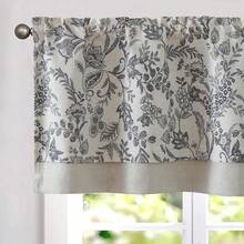 Linen Valance Kitchen Curtain Double Layer 16 Inch Living Room Bedroom Bathroom Window Treatment Blackout Vintage Rustic Farmhouse Cottagecore Rod Pocket 1 Panel On Beige - 森林 | 黑色 - 查看 9