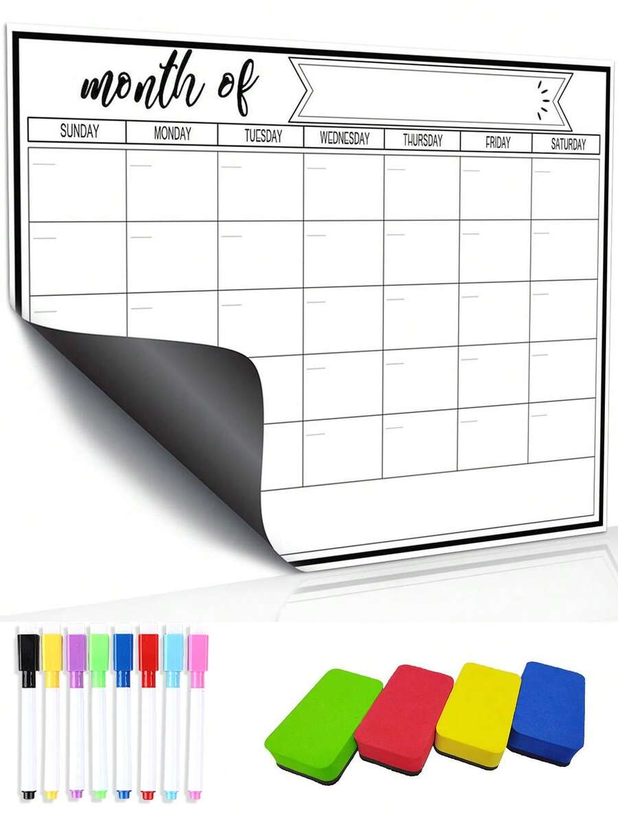 Zmazywalny magnetyczny kalendarz do lodówki, notatka z listy zakupów, miesięczny planer rodzinny, menu, wystrój kuchni, akcesoria do lodówki, lista obowiązków domowych i planowanie menu