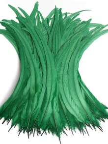 100根公鸡尾羽，25-35厘米/10-14英寸，适用于嘉年华派对表演服装装饰、DIY头饰羽毛、婚礼装饰头饰羽毛 - 彩色 - 查看 2