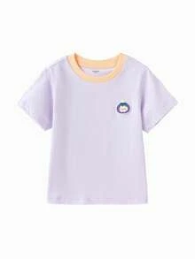 Balabala Unisex Short Sleeve T-Shirt, Classic Round Neck, Breathable Quick-Dry Fabric, Comfortable For Summer Wear - Pink Purple - View 3