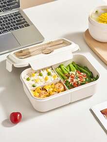 1pc Lunch Box Set, Includes Lunch Box, Insulated Bag, Breakfast Cup, Water Bottle, Suitable For Light Meals, Office, School, Outdoor Activities. Lunch Box, Salad Cup, Insulated Set. Compartment Lunch Box, Back To School Student Supplies, Lunch Box, Meal Bag - Beige - View 6