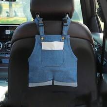 创意牛仔裤造型车载纸巾盒，悬挂式多功能收纳袋，大容量设计，可爱背带裤造型，可整齐收纳纸巾和小物件，适用于汽车、家庭、办公室和旅行，便携式车载收纳配件，让整洁更便捷 - A - 查看 6