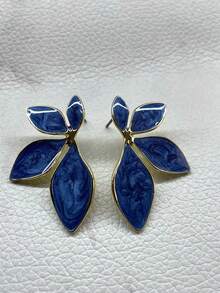 1 对光滑花卉植物不锈钢耳钉，简约时尚配饰，适合女性的日常穿着和礼物 - 金色 - 查看 20