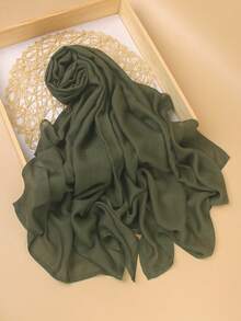 1条高品质纯色柔软透气粘胶纤维头巾，适合日常搭配长袍或连衣裙佩戴