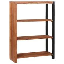 vidaXL Braunes Regal 80 x 30 x 110 cm Massives Akazienholz - Braun - Übersicht 3