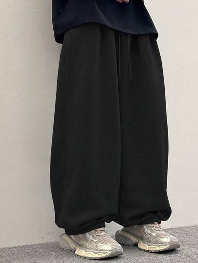 男士加大码休闲纯色宽松运动裤