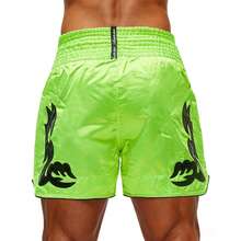 Black Floral Design Boxing Training Shorts, Suitable For Boxing, Fitness, MMA Training And Competitions - Green - View 3