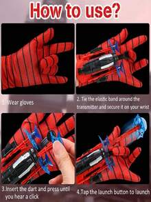 Spider Web Shooter Gloves, 5M Rope Gloves Toy Launcher, Funny Capture Toy Gloves With Button On Palm To Shoot Suction Cup Web Bullets, Become A Superhero And "Save The City" - Multicolor - View 3