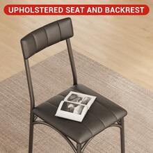 Juego de Comedor de 3 Piezas para 2 Personas, Mesa de Cocina Cuadrada Compacta con Sillas Tapizadas, Ideal para Departamentos o Estudios Pequeños, Color Negro - Negro - Ver 7