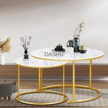 Mesa de Centro Redonda, Mesa de Centro Auxiliar Decorativa de Mármol, Mesas de Café Redondas, Mesa de Centro Redonda Pequeña Y Moderna, Mesa Central Simple Y Moderna(Blanco) - Blanco - Ver 2