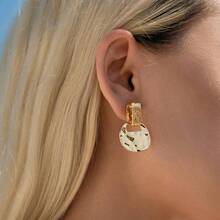 Gold And Silver Boho Hammered Dangling Earrings Women Modern Statement Dangle Drop Earrings Jewelry - Một chiếc búa - Xem 2