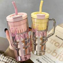 1 pieza Vaso de agua portátil de gran capacidad para verano con colador de té,Volumen1200 ml (40,6 oz),botella para agua,vasos con tapa y popote,para volver a la escuela - Manténgase hidratado y activo todo el día. - Multicolor - Ver 2