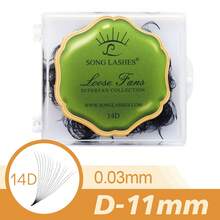 SONG LASHES 14D 500fans Curl D Loose Fans Pointy Base Premade Fans 0.03 Thickness 8-15 Promade Fans Eyelash Extensions Sharp Thin Base - D - View 19