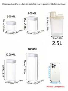 1/2 Pcs Kitchen Airtight Storage Jars, PET Material Dust-Proof Waterproof Pest-Proof Cereal Canister, Stackable Fridge Storage Box, Kitchen Storage Container, Food Storage Box, Rice Storage Box, Suitable For Storing Grains, Rice, Pasta, Flour And Sugar