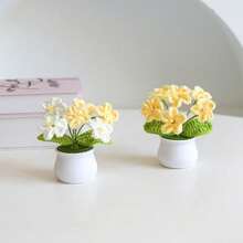 Handmade Flower Finished Products - Forget-Me-Not Artificial Flowers, Small Potted Plants, Home Decoration Ornaments, Creative Gifts, Knitted Flowers - 漸層粉紅色 - 查看 9