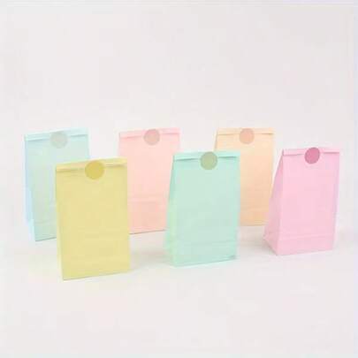 24pcs Assorted Colorful Paper Gift Bags, Multicolor Kraft Paper Bags, Party Favor Bags, Suitable For Valentine's Day, Birthday, Wedding, Baby Shower, Anniversary And Small Business Use