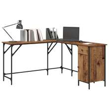 vidaXL Bureau Bois Ancien 141 x 141 x 75 cm Legno d'ingegneria - Castano - Visualizzare 3