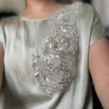 2pc/Pair Sequin Silver Flower Embroidery Lace Appliques For Wedding Dresses Rhinestone Applique Patches Embroidery Lace Parches Ropa… - Bạc - Xem 8