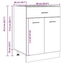 vidaXL Armário de gaveta "Lyon" cinza beton 60 x 46 x 81,5 cm Bois d'ingénierie - Cinza - Ver 11